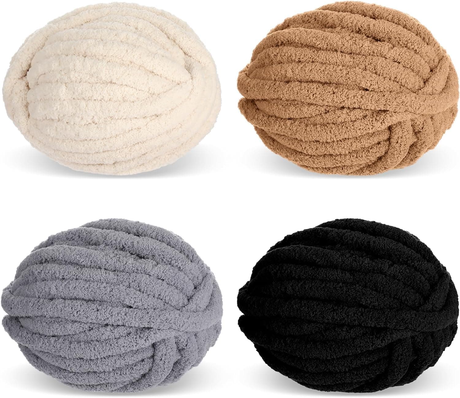 Chenille Chunky Yarn, 4 Pack 29 Yards Fluffy Jumbo Thick Yarn for Knitting & Crocheting, Chenille