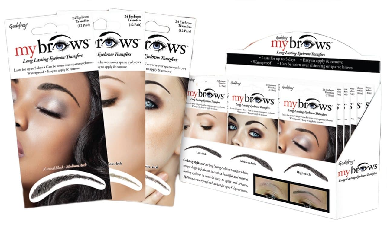 MyBrows Long Lasting Eyebrow Transfers, Low Arch, Medium Brown, 12-Pairs of Brows
