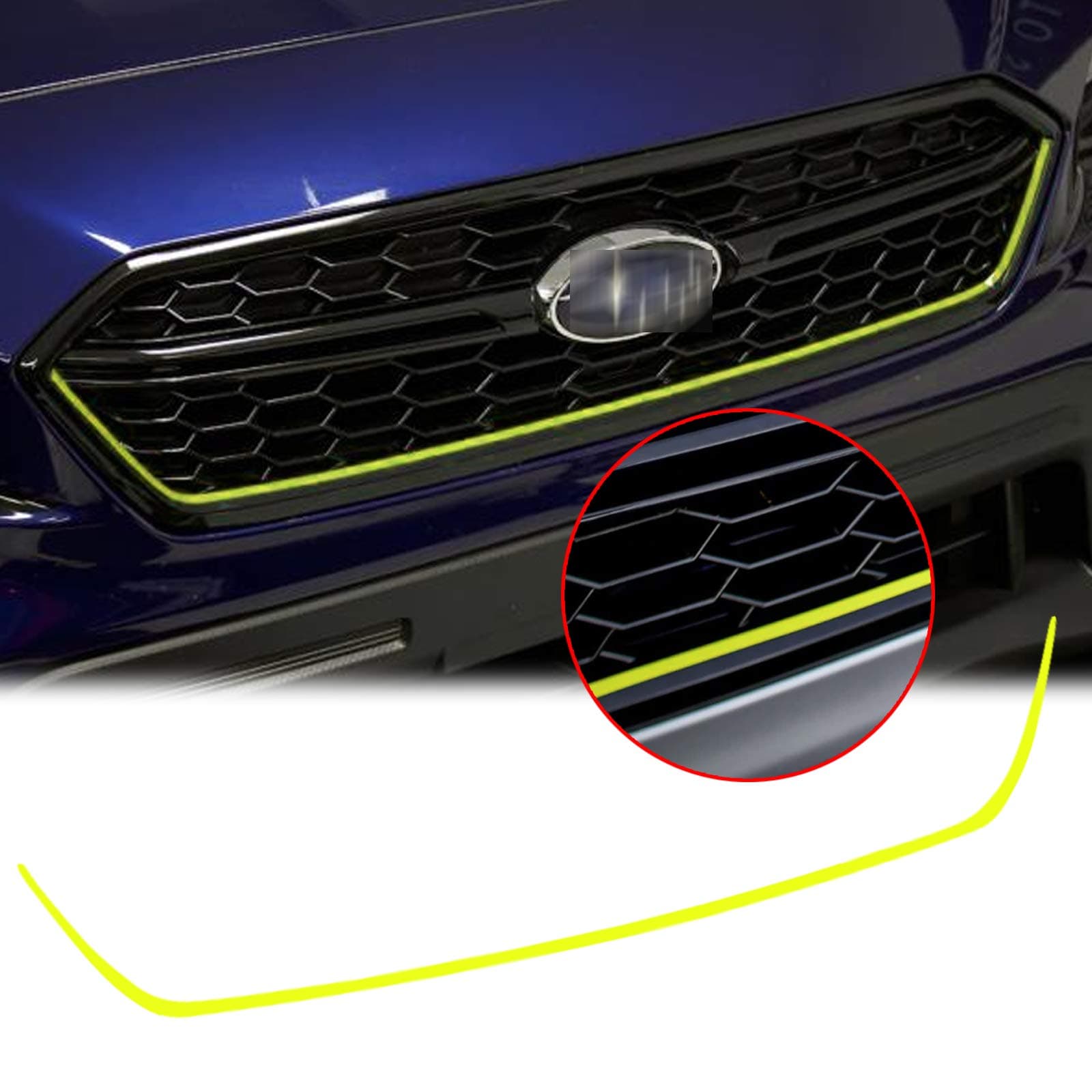 x xotic tech Front Grille Pinstripe Pre-Cut Styling Front Hood Panel Edge Molding Trim Vinyl Sticker Decal Compatible with Subaru WRX STI 2015-2017 (Fluorescent Yellow)