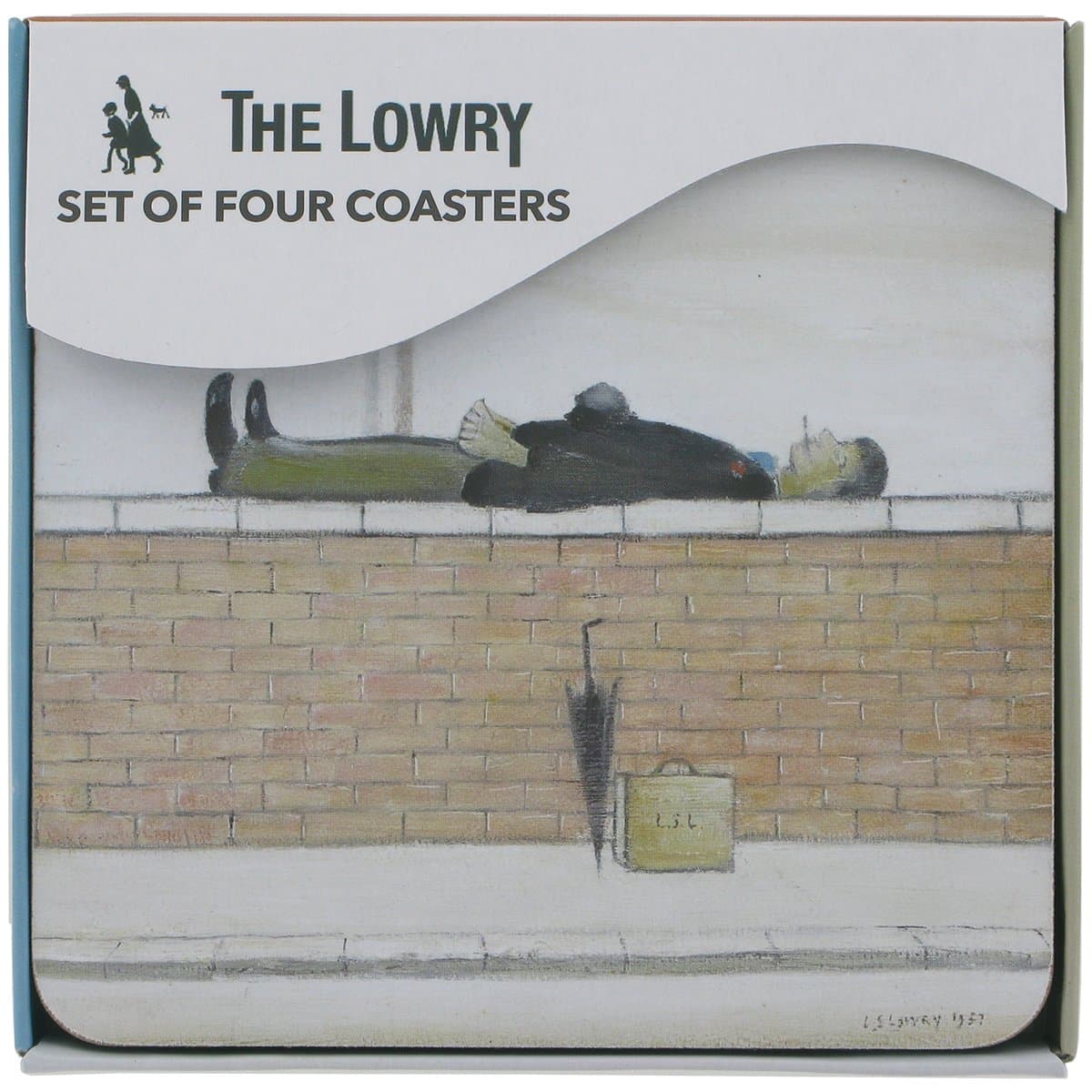 Officially Licensed LS Lowry Art Coasters - "Man Lying On A Wall", Set of 4 (10.5 x 10.5cm)