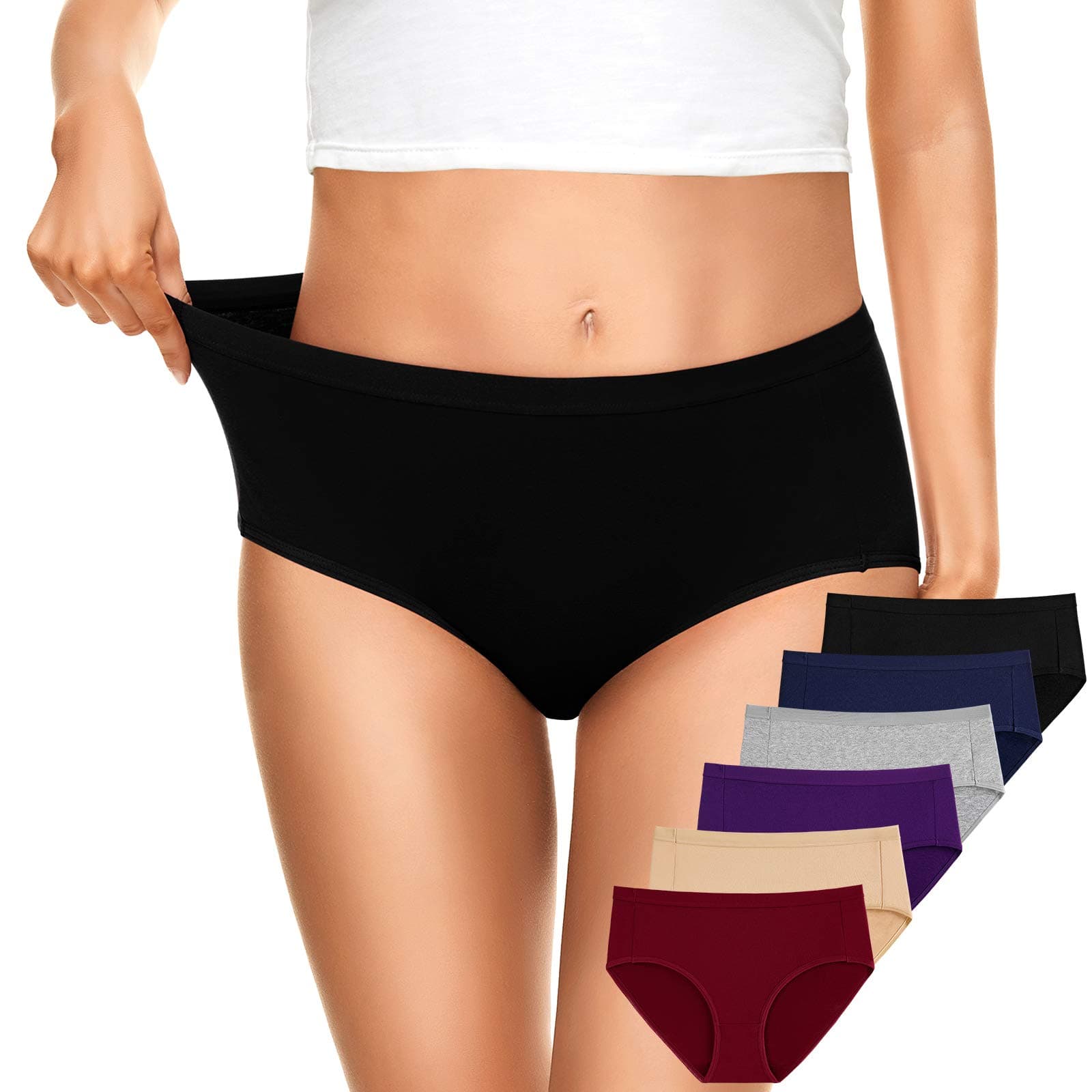 OLIKEME Women's Cotton Underwear,Solid Breathable, Multicoloured1, Size Small