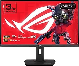 ASUS ROG Strix 24.5” 1080P USB-C HDR Gaming Monitor (XG259CS) - Full HD, 180Hz, 1ms, Fast IPS, Extreme Low Motion Blur Sync, G-SYNC Compatible, Tripod Socket, DisplayWidget, AI Gaming, 3 yr Warranty