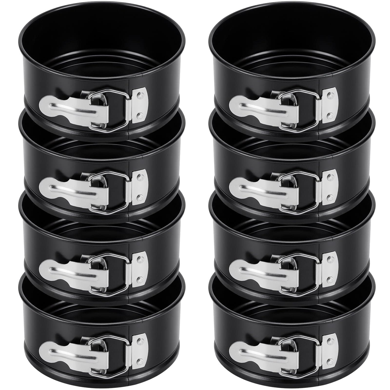 Sunnyray 8 Pcs 4 Inch Springform Pan for Baking Mini Cheesecake Pans with Removable Bottom Nonstick Leakproof Round Cake Mold Spring Form Molds for Mini Cheesecake Pizza and Quiches (Black)