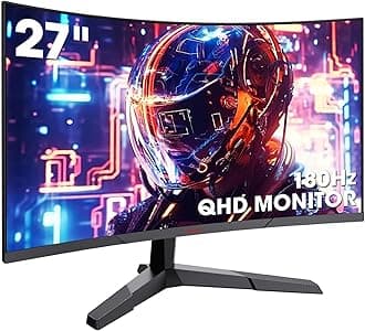 KOORUI 27-Inch Gaming Monitor, Fast VA Panel QHD, R1500, 180Hz, 1ms, DCI-P3 85 percent, DP+HDMI, Game Mode, Eye Protection, Rocker Button Three-Sided Narrow Bezel Design