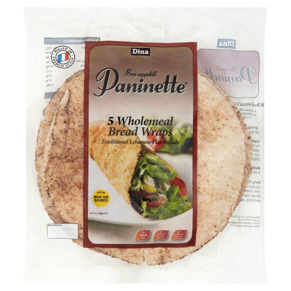 Dina Wholemeal Paninette Flatbread Wrap, 275 g