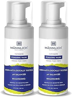 Mannlich Intimate Wash 150 ml (Pack of 2) Relieves Itchiness & Odour, Prevents Fungal Growth, Genital Area, pH Balanced & Dermatologically Tested With Tea Tree Oil, Neem, Eucalyptus Oil, 1% Salicylic