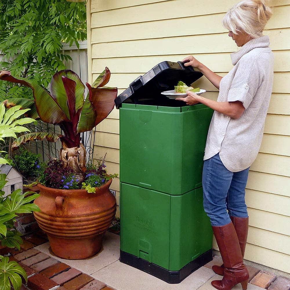 200L Aerobin Hot Compost Bin – Large Insulated Garden Compost Bin for Kitchen Scraps, Food Waste & Garden Waste – Outdoor No Turn Composting System with Internal Aeration – Brunswick Green