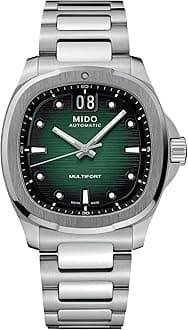 Multifort TV Big Date - Swiss Automatic Watch for Men - Stainless Steel, 40mm Case, Green on Stainless Steel, Modern