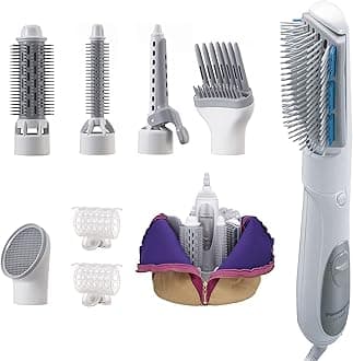 Panasonic Eh Ka81 Hair Styler With 6 Attachments, Curler, Straightener & Dryer, White, 491.64179685.17