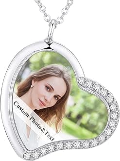 Premium Custom Necklaces with Pictures - Photo Necklace Picture Pendant Personalized Custom Memory Necklaces Angel Wings Round Chain Gifts for Men Women