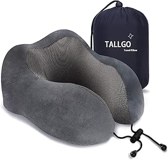 Travel Pillow, Best Memory Foam Neck Pillow Head Support Soft Pillow for Sleeping Rest, Airplane Car & Home Use (Grey)