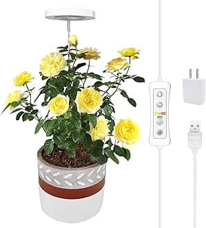 Yadoker LED Growing Light Full Spectrum for Indoor Plants, Height Adjustable, Automatic Timer, 5V Low Safe Voltage, Ideal for Small Plant Light, 1 Pack