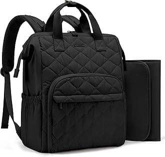 Diaper Bag Backpack, Large Baby Bag for Girl Boy with Changing Pad, Diaper Backpack for Mom Dad with Stroller Buckles, Black