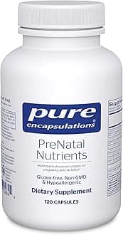 Pure Encapsulations PreNatal Nutrients - for Pregnancy & Lactation - Aids Energy & DNA Development* - with Folate, Choline & Iron - Gluten Free & Non-GMO - 120 Capsules
