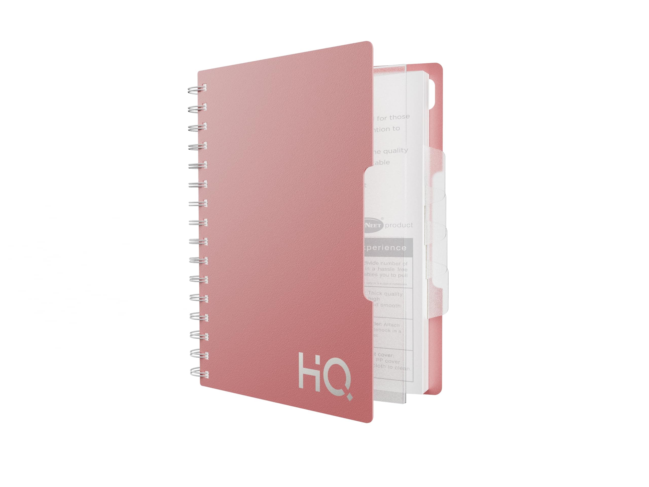 Five Subject Spiral Wiro Notebook | A5 Size (14.8cm x 21cm) | Single Line | 300 Pages | Salmon Pink