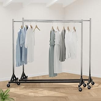 HOKEEPER Clothes Rack Z Base Clothing Rack Heavy Duty Clothes Rack for Hanging Clothes Hold 500LBS Commercial Garment Rack with Wheels Adjustable Rolling Portable 24" Dx63 Wx71 H, 2 Pack