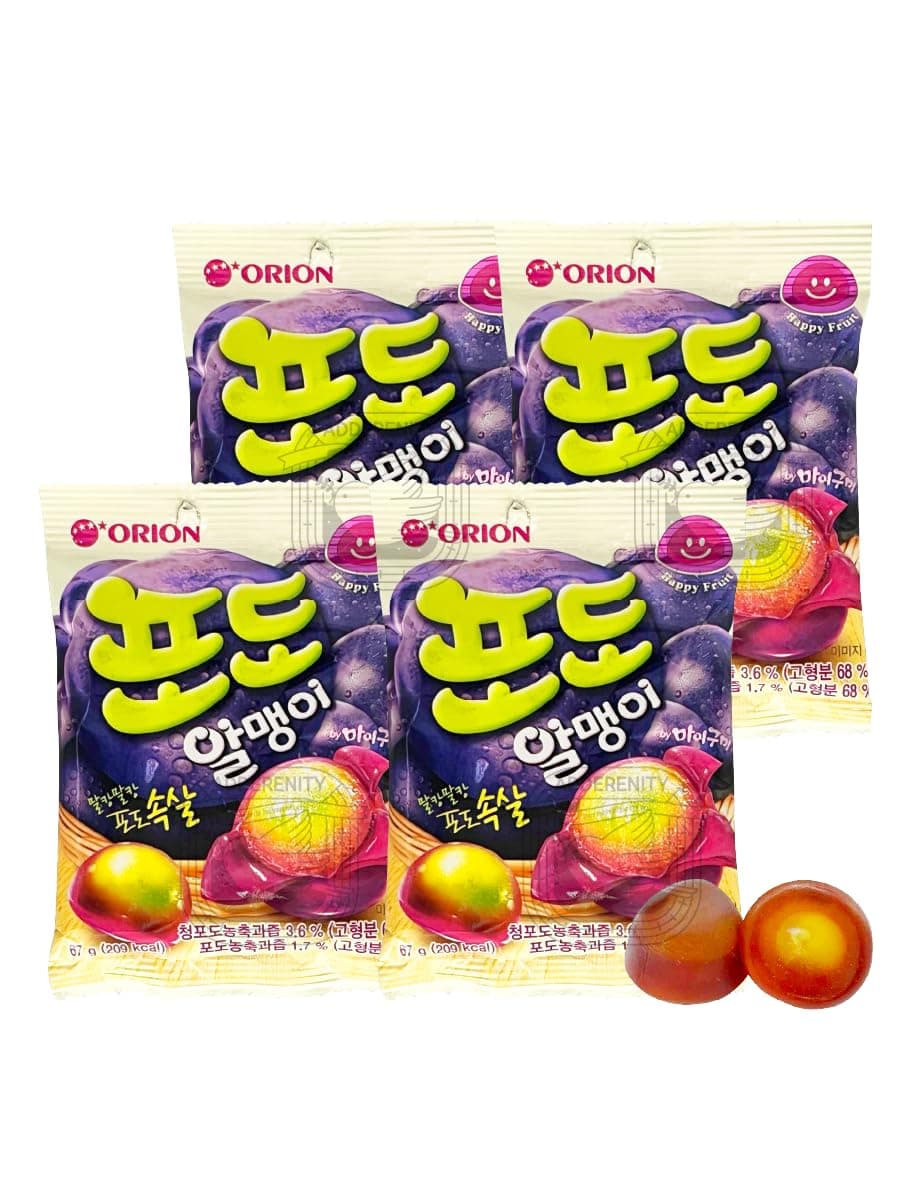 Fruit Peelable Candy - Grape Flavor 67g X 4pack (268g/9.46oz) Jelly Filled Gummies, Gluten Free Individually Wrapped Korean Snacks 한국 과일맛 젤리H Pylori Test Kit at Home,Drugstore