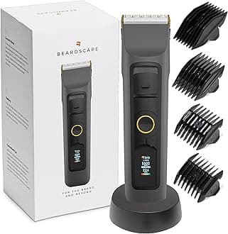 Brio Beardscape V2 Beard Trimmer for Men Professional with Low Friction Ceramic Blade, Cordless Professional Hair Trimmer for Barbers with 4 Hrs of Long Battery Timing, Ideal for Beard & Body (Gray)