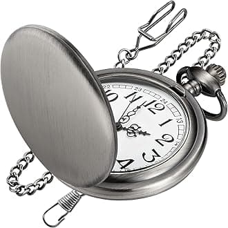 Smooth Black Pocket Watch for Men Quartz Arabic Digital Dial with Chain,Smooth Quartz Men's Pocket Watch