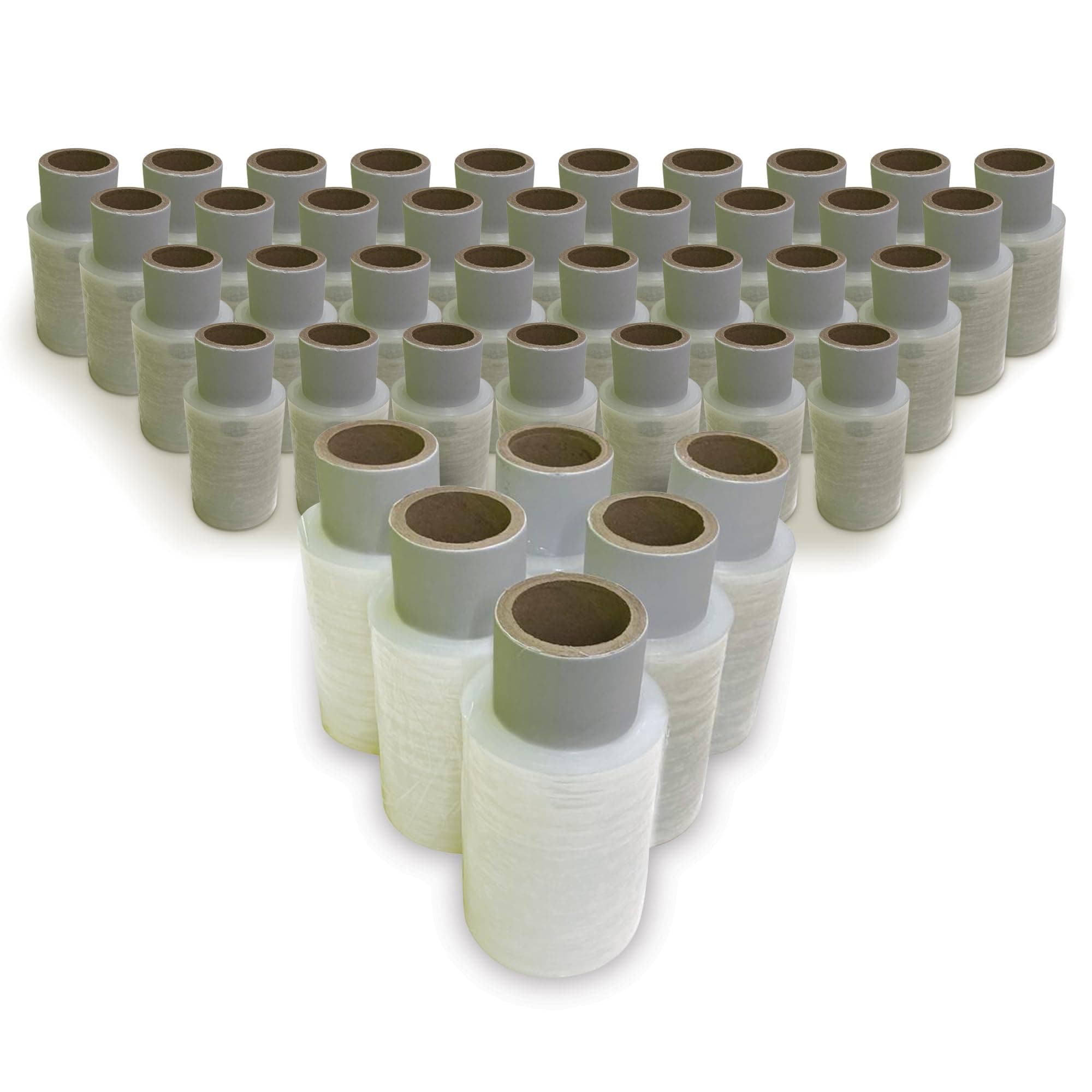 JeeJaan® 40 Rolls Clear Mini Handy Shrink Wrap 100mm x 150m 17mu - Self-Adhering Pallet Stretch Wrapper - Heavy Duty Plastic Wrap for Moving House Furniture Wrapping Film