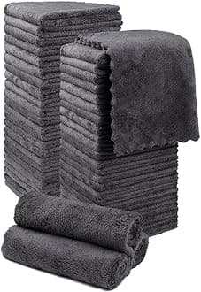 Orighty Premium Washcloths 48 Pack, Ultra Soft Towel Sets 12 x 12 inch, Absorbent & Quick Drying Coral Velvet Washcloth Bulk, Multi-Purpose Wash Cloths for Bathroom, Hotel, and Gym (Grey)