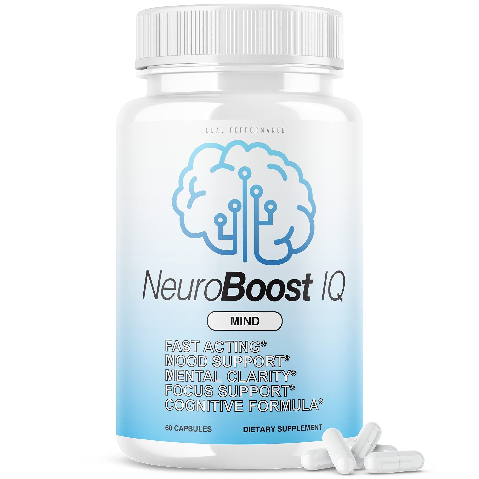 IDEAL PERFORMANCE Neuro Boost IQ Supplement Brain Pills Mind Ben Carson Neurobooster Neuroboostiq (60 Capsules)
