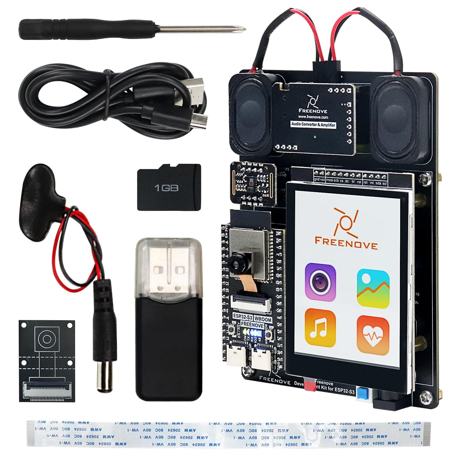 – Freenove Development Kit for ESP32-S3 ESP32 S3 CAM (Included), Dual-core 32-bit 240 MHz Microcontroller, Onboard Camera Wireless, Touch Screen Stereo Speakers Heart Rate Sensor, Tutorial Code