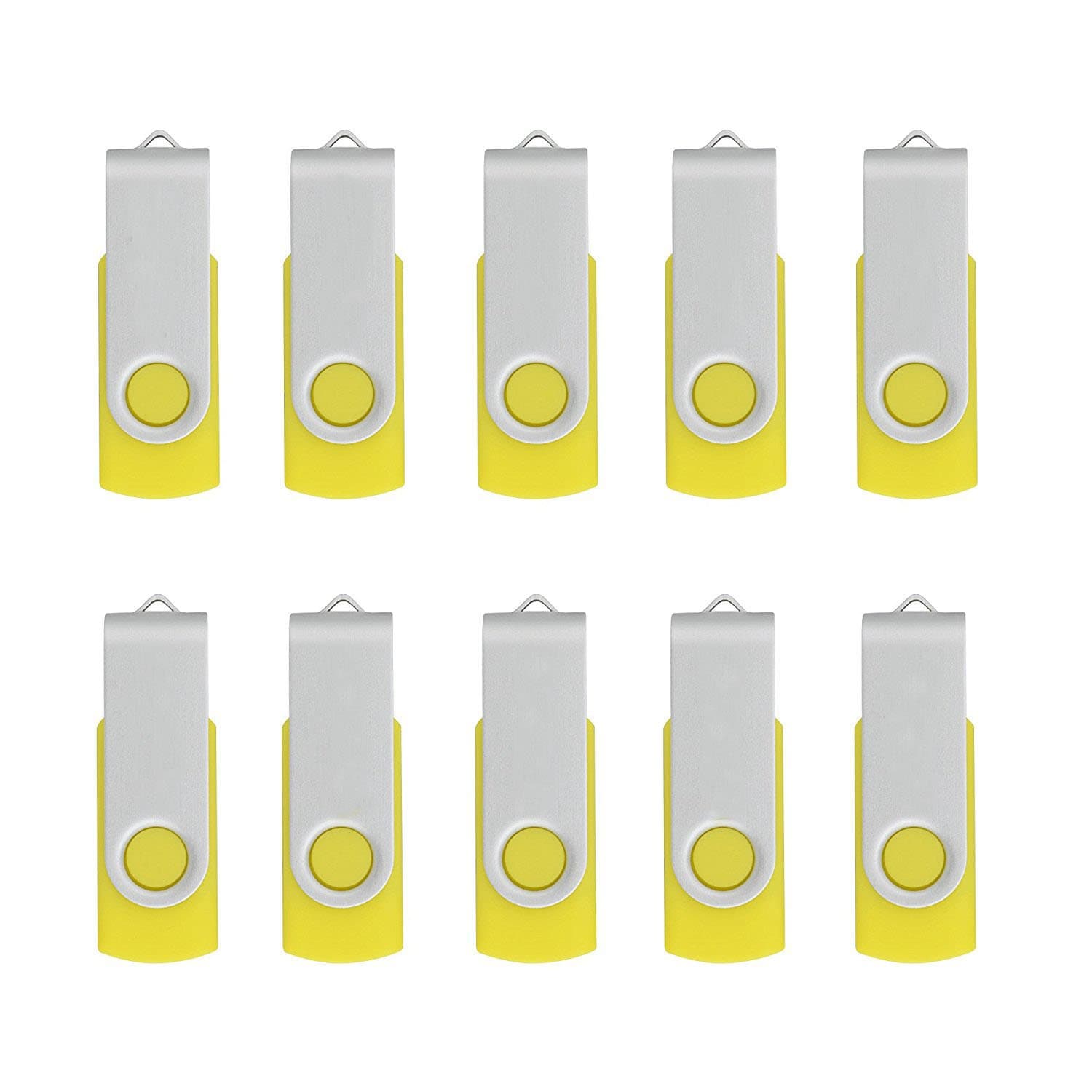 10Pcs USB 2.0 Flash Drive Memory Stick Fold Storage New Design Easy to Carry (4GB, Yellow)
