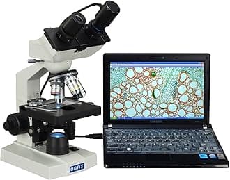 AmScope XM82ESC02 OMAX Lab Binocular Composite LED Microscope with USB Camera, 40X-2000X, 23 cm x 18 cm x 33 cm