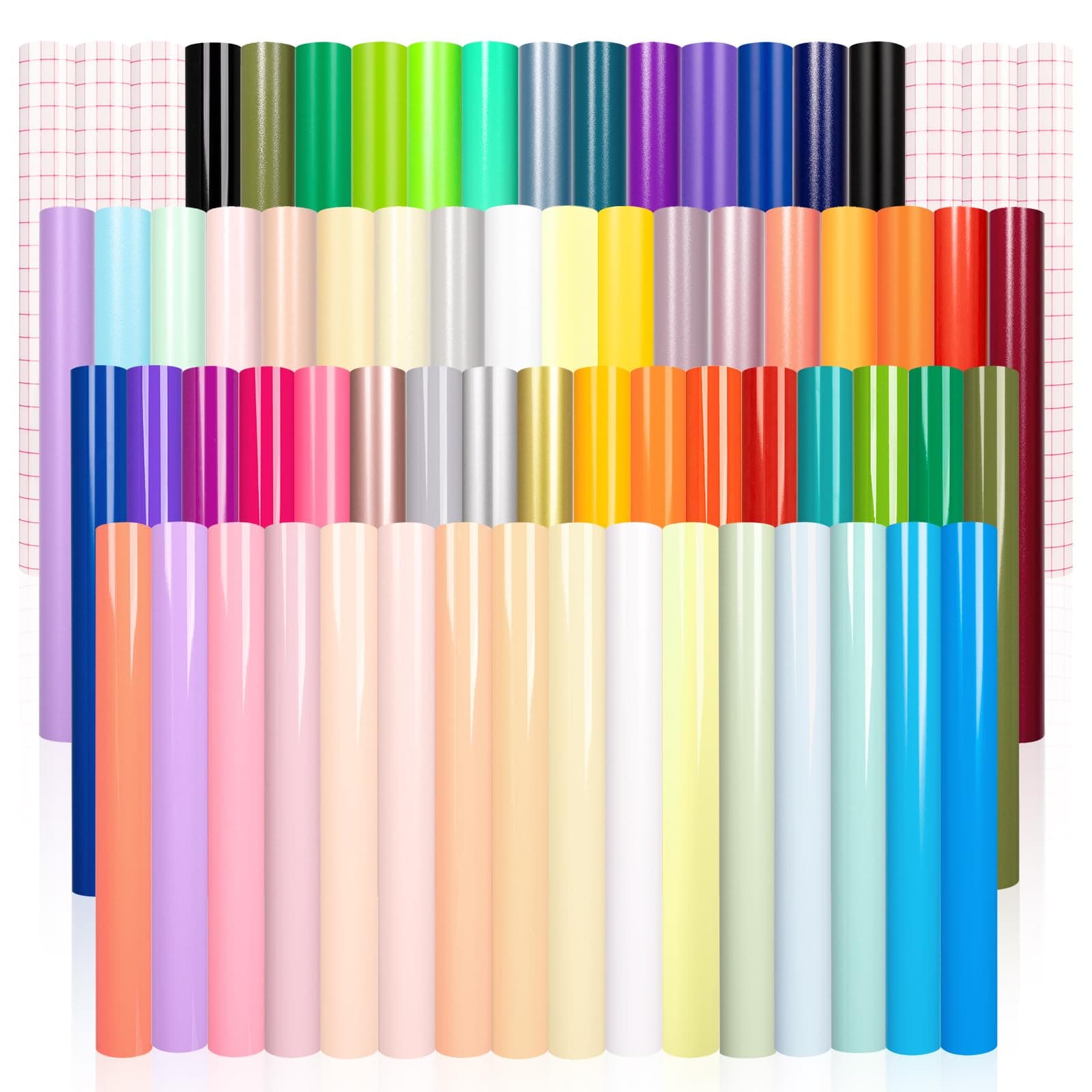 VINYL FROG Permanent Adhesive Vinyl Bundle 70 Pack Adhesive Vinyl Sheets 12''x12'' Permanent Vinyl for Cups, Decals, DIY Craft Projects