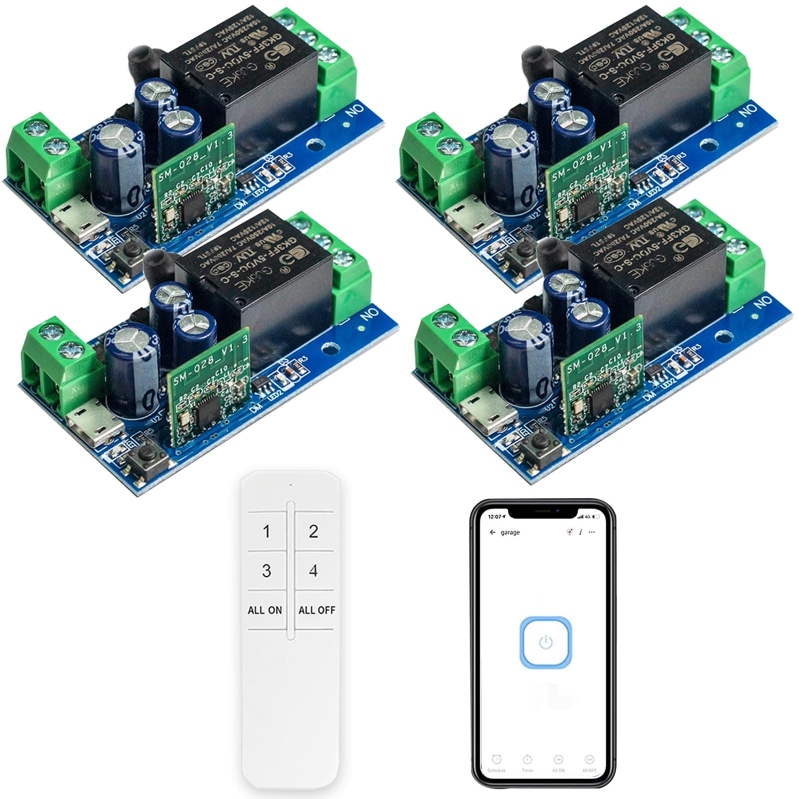 Ewelink WiFi Wireless Smart Relay Module USB 5v 1 Channel Inching Selflock 7V-48V Remote ON Off Power Switch for Access Control, Garage Door,Home Automation, Compatible with Alexa Google Home