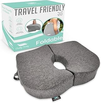 Premium Foldable Travel Seat Cushion - for Relief of Lower Back, Sciatic, Butt and Tailbone Pain - for Home & Office Use, Perfect for Travel or Driving