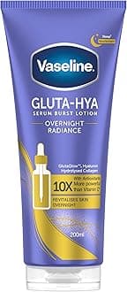 Vaseline Gluta-Hya Overnight Radiance Serum Burst Lotion Moisturiser – Body Lotion with GlutaGlow™, Hyaluron, Collagen & Antioxidants 10x Stronger Than Vitamin C*, For Plumper Skin in 5 Days 200ml