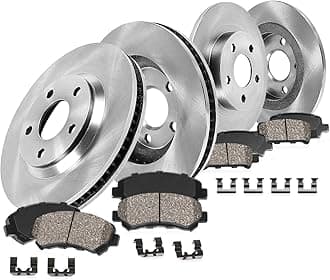 Callahan Brake Parts Front and Rear Brake Kit for 2000-2005 Ford Excursion 4WD, 1999-2004 Ford F-250 F-350 4WD - Drilled & Slotted Disc Rotors with Ceramic Brake Pads Replacement