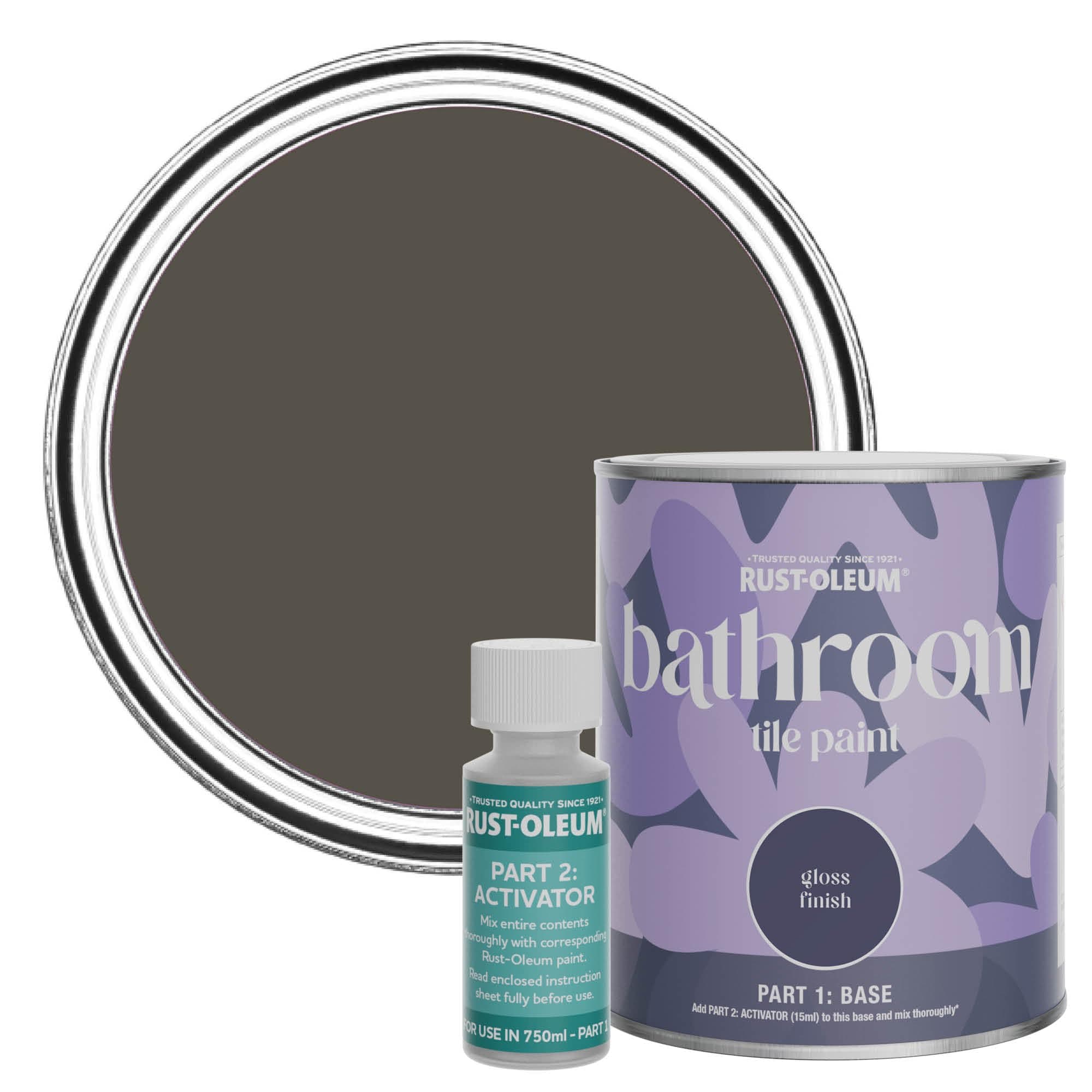 Rust-Oleum Brown Water-Resistant Bathroom Tile Paint in Gloss Finish - Fallow 750ml