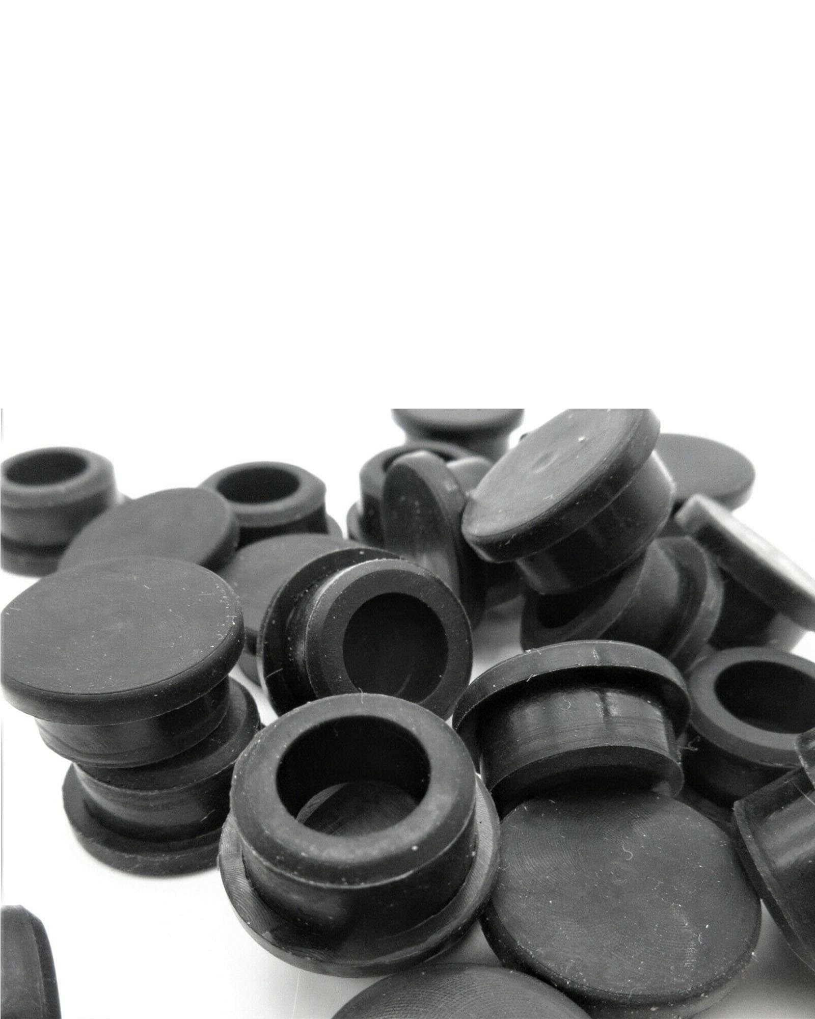 Magic Hub 15 Pcs Black Rubber Hole Plugs - Rubber Push In Stem Bumpers - 5/16" Compression Stem