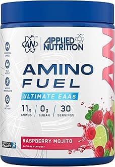 Amino Fuel - Amino Acids Supplement, EAA Essential Amino Acids Powder, Muscle Fuel & Recovery (390g - 30 Servings) (Raspberry Mojito)