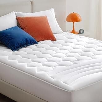 Bedsure Full XL Mattress Pad - Quilted Fitted Full XL Mattress Topper with 8-21" Deep Pocket, Noiseless Mattress Protector Cover Padded, Washable, White, 54x80 Inches