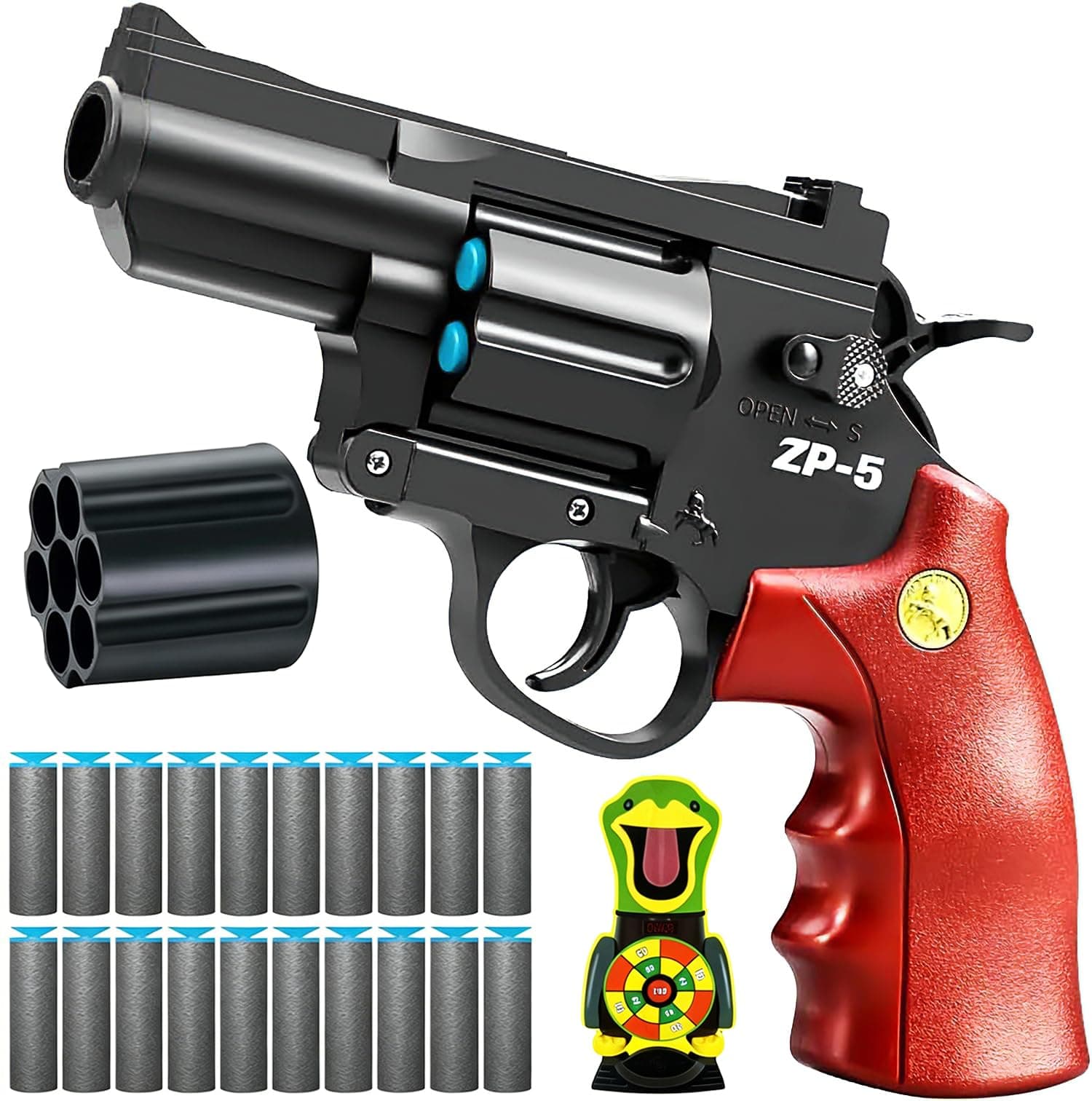 Toy Gun Soft Bullet Pistol Foam Blaster, Shooting Game Education Realistic Revolver Model Fake Guns, a Surprise Gift for Boys Teens Birthday Christmas (Black Brown)