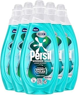 Persil Wonder Wash Liquid Detergent Stain Removal Designed for Shortest Cycles Even in 15 Minutes Fast Acting Formula with PRO-S Technology 55 Washes 1.485 Litre, 5 Pack (Speed Clean)