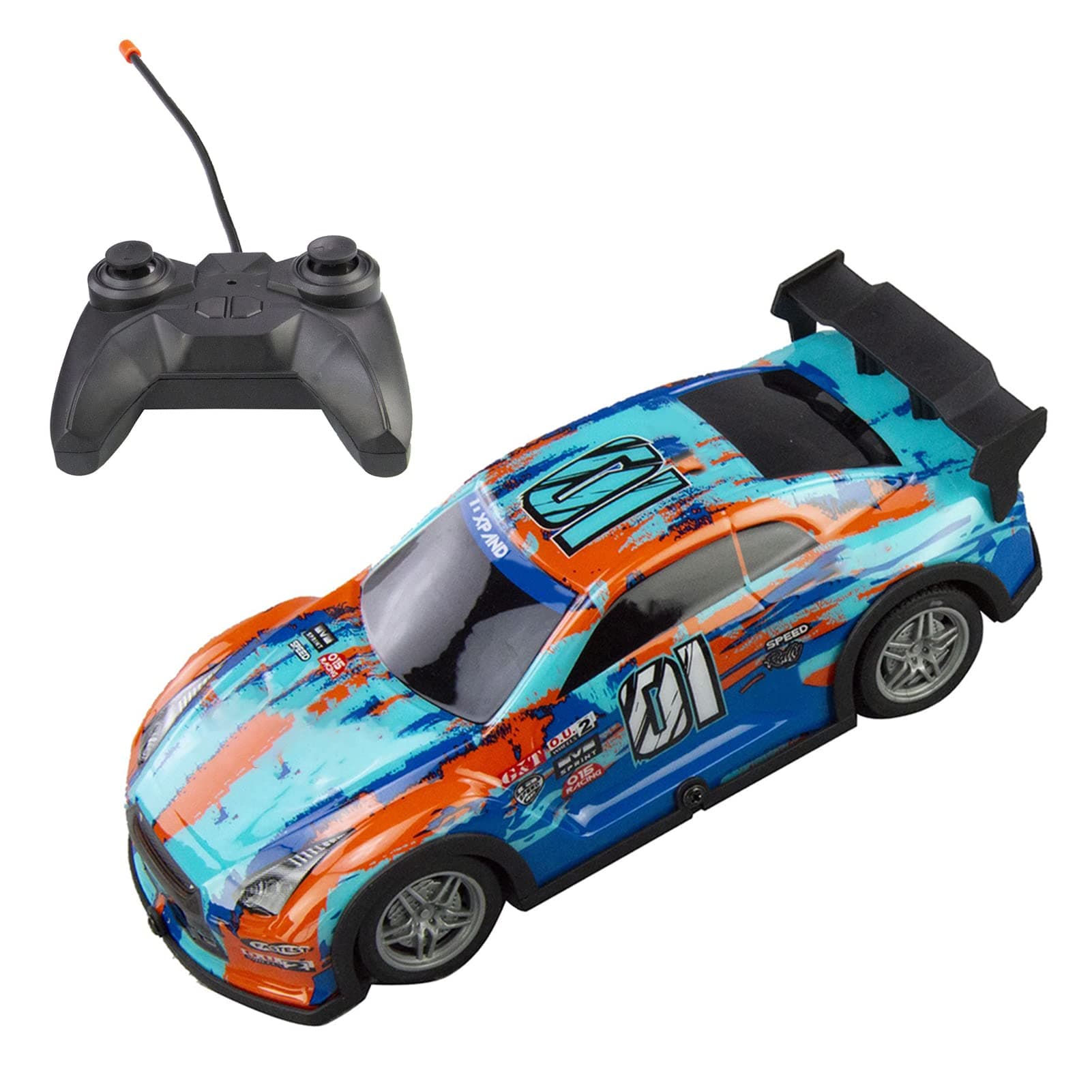 Remote Control Car, RC Drift Car 1/22 RTR 4CH 27MHz Remote Control Racing Car with Colorful PVC Car Shell, Dazzling Light, Gift for Kids Boys Girls Blue, type 1
