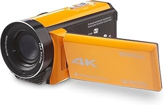 Vivitar - 4K Camcorder Ultra HD Lens, 4K Camera for Video Recording with 56MP, 13MP Sensor, 3" Rotatable Full Color LCD Display, 18x Zoom, Waterproof 5M/ 16.4FT, Image Stabilization, Yellow