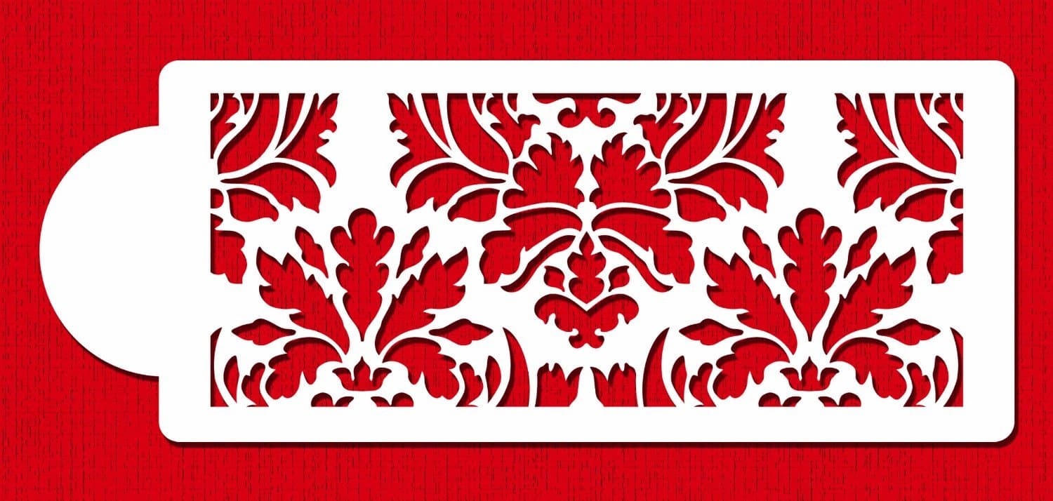 Designer Stencils Damask Cake Tier 2 Cake Stencil, Beige/Semi-Transparent