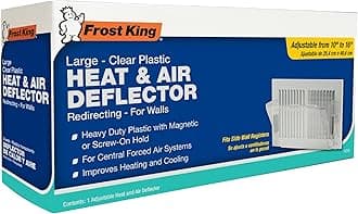 Frost King HD9 Heat and Air Deflector, Large, Heavy Duty, Clear Plastic with Magnetic hold or Screw-on hold for Central Forced Air Systems, Adjustable 10" to 16"