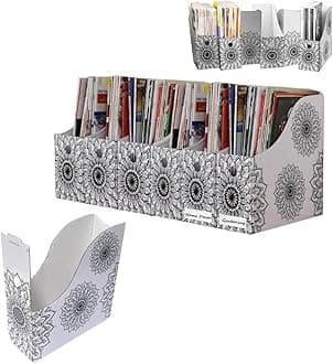 Evelots Magazine File Holder/Organizer-4 Inch Wide-Mandala-with Labels-Set/12