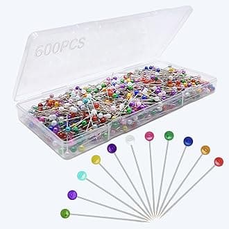 600PCS Sewing Pins Straight Pin for Fabric, Pearlized Ball Head Quilting Pins Long 1.5inch, Multicolor Corsage Stick Pin for Dressmaker, Jewelry DIY Decoration, Craft and Sewing Project