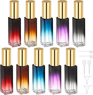 0.34oz Mini Perfume Spray Bottles, 10Pack 10ml Glass Travel Perfume Atomizer Refillable, Small Empty Cologne Atomizer for Frangrance, Sample Cologne Bottles Sprayer with Refill Tool