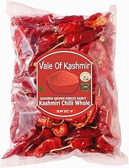 Vale Of Kashmir Kashmiri Mirchi/Chilli Whole 250 Gram | Natural Organic Hand Processed | Kashmiri Mirchi