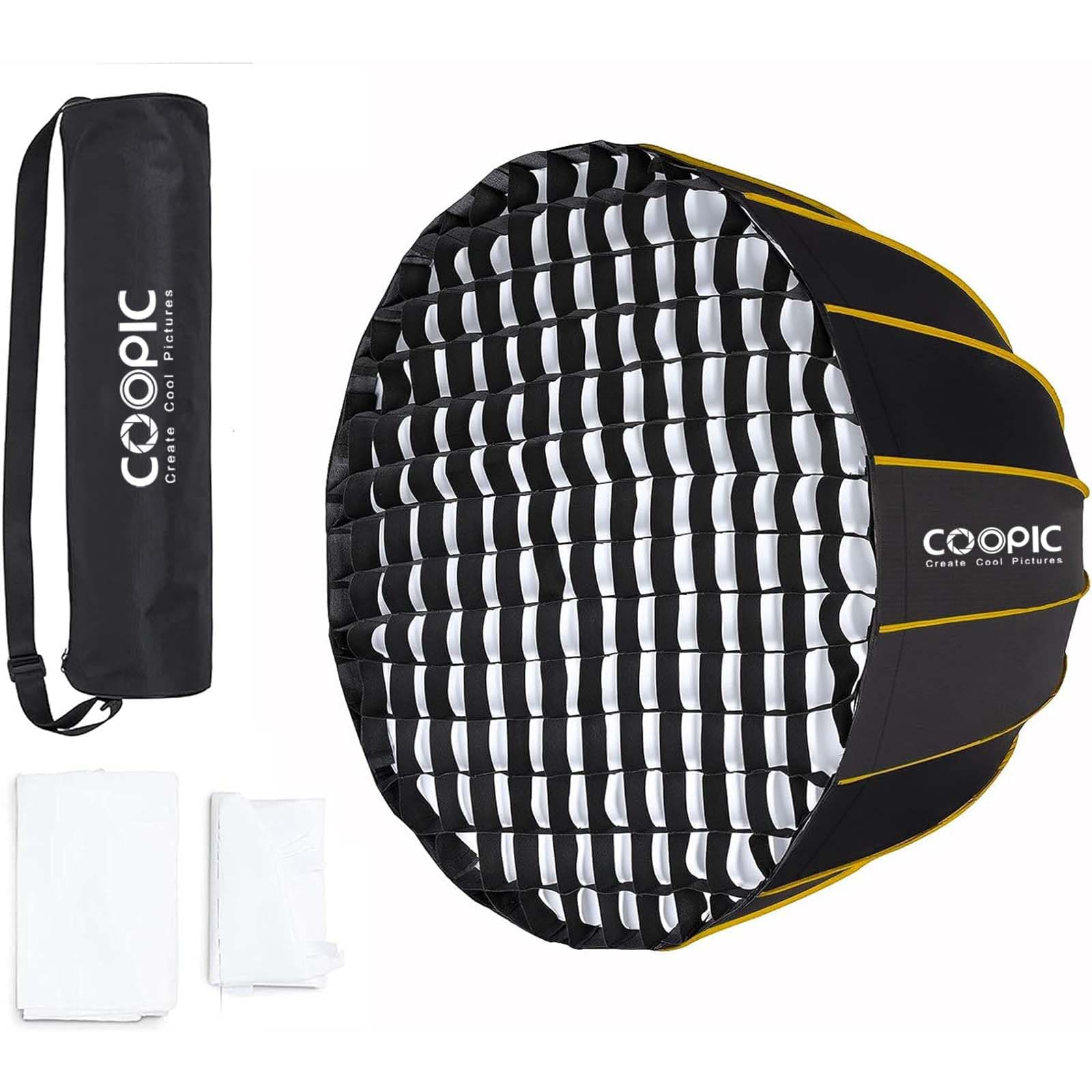 Portable Hexagonal Quick Release Portable Deep Parabolic Softbox 23.6inch / 60cm with SoftCloth HoneyComb Umbrella Design Silver Reflector for Speedlite Studio Flash Photography Light (CS-60)