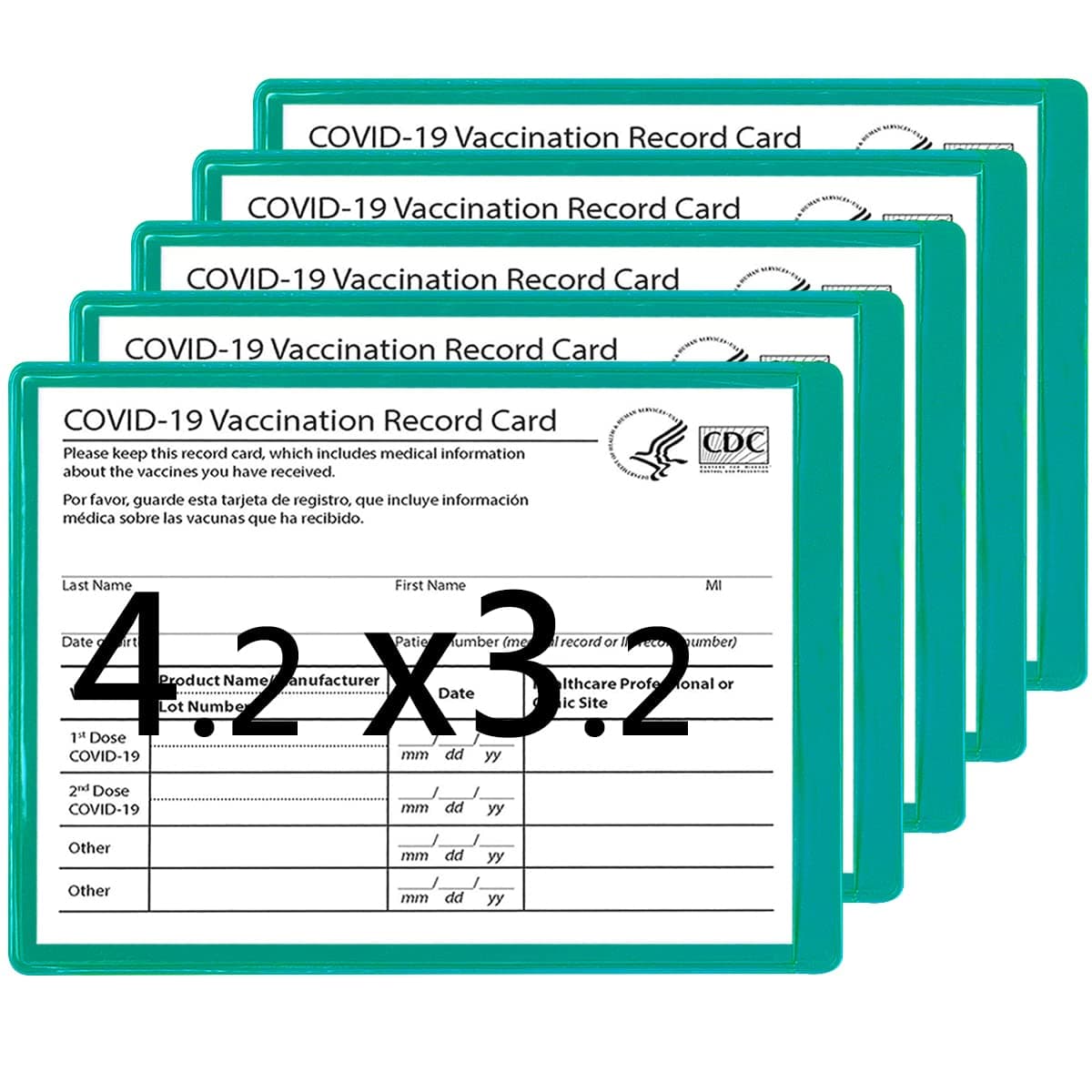 5 Pack CDC Vaccination Card Holder Immunization Record Vaccine Card Protector 3x4 Sleeve Covid Shot Card Protector Cover Clear Vinyl Plastic Sleeve